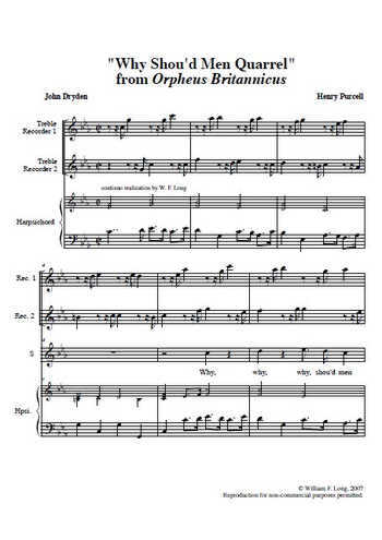 Why Shou'd Men Quarrel Partitions gratuites